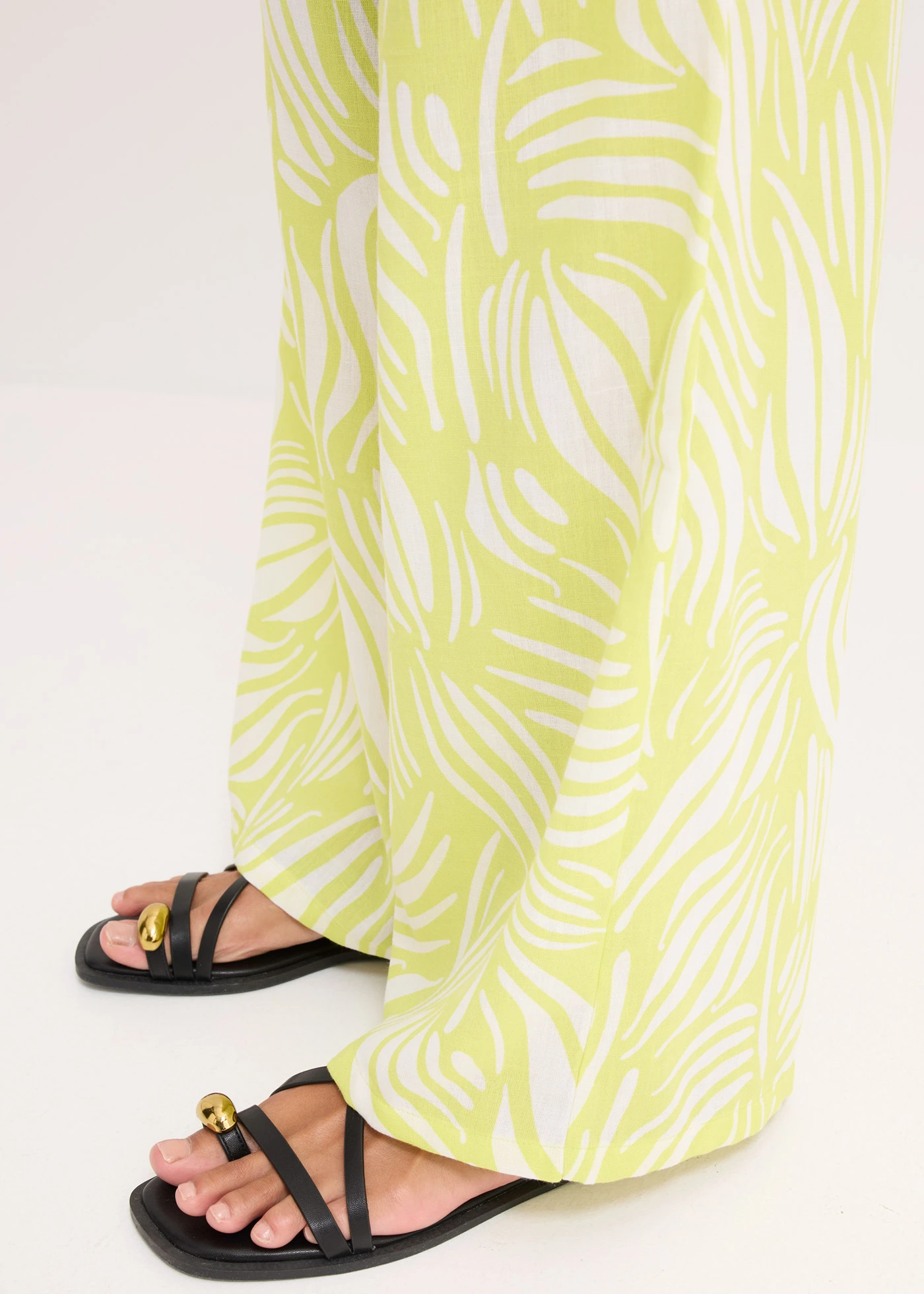 Palazzo kalhoty s pohodlnou pasovkou • citrónově žluto-přírodní bílá s potiskem • bonprix obchod