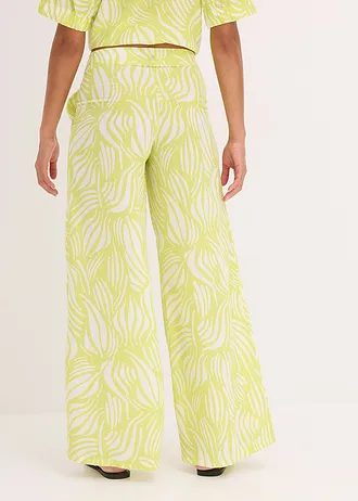 Palazzo kalhoty s pohodlnou pasovkou • citrónově žluto-přírodní bílá s potiskem • bonprix obchod
