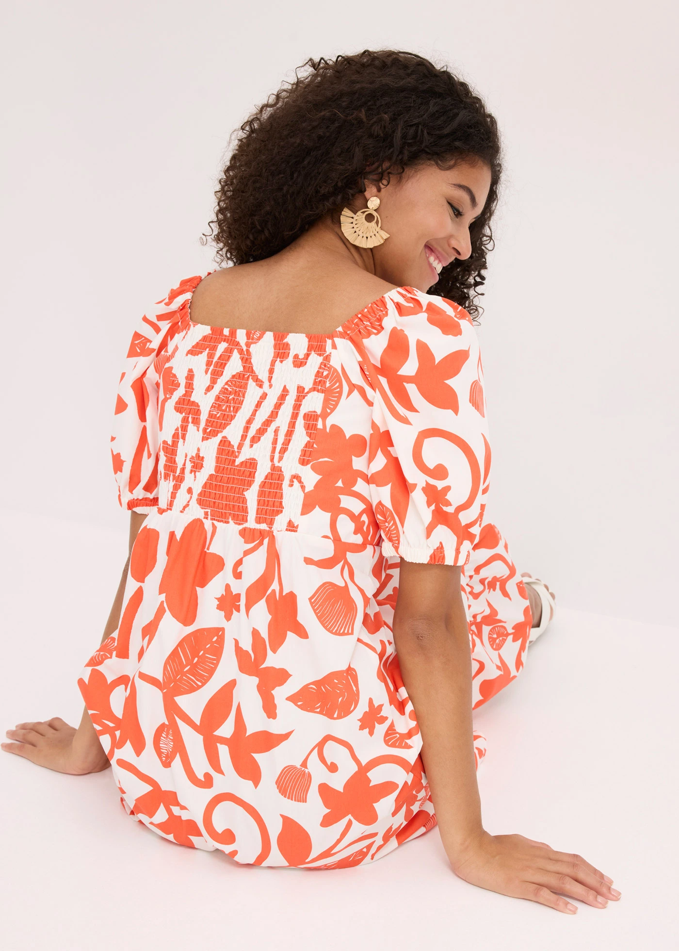 Midi šaty z čisté organické bavlny • mango-krémově bílá • bonprix obchod