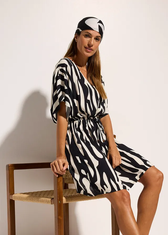 Robe de plage en viscose • noir/beige • product-page.page-title-suffix