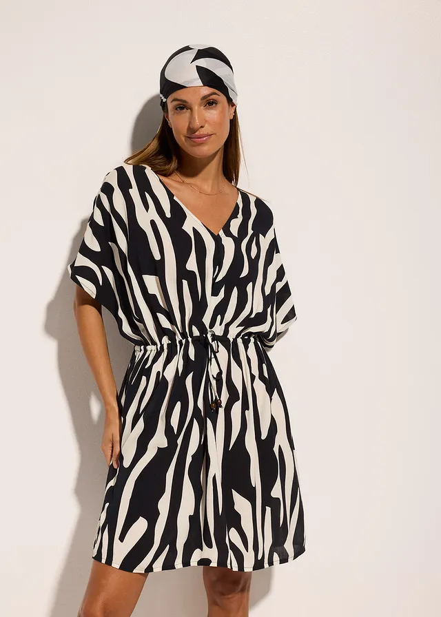 Robe de plage en viscose • noir/beige • product-page.page-title-suffix