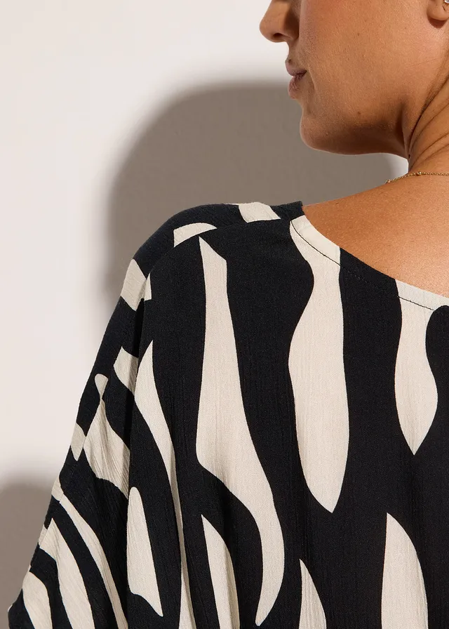 Strandjurk van viscose • zwart - beige • product-page.page-title-suffix