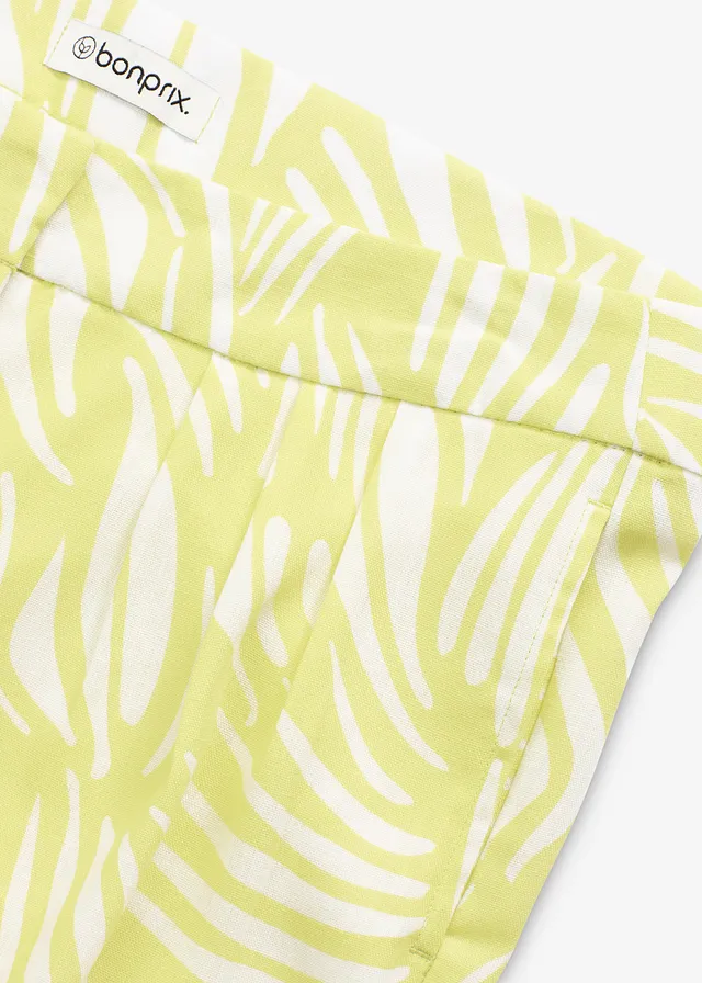 Palazzo broek met een comfortabele band • citrusgeel-wolwit gedessineerd • product-page.page-title-suffix