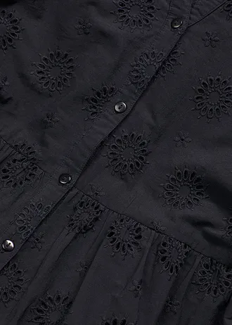 Midi jurk van katoen met broderie anglaise • zwart • bonprix online shop