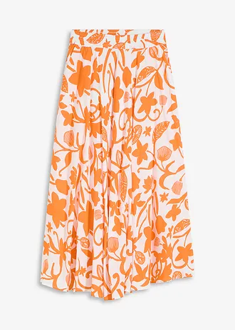 Maxi sukně ze splývavé viskózy • přírodní bílo-mango s květy • bonprix obchod