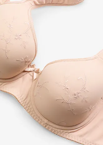 Voorgevormde bh met geborduurde cups • mat beige • bonprix online shop