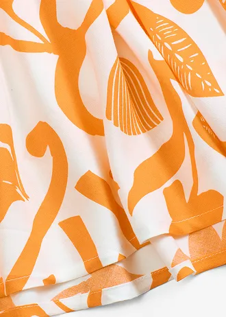 Jupe longue en viscose fluide • écru/mangue floral • Boutique bonprix