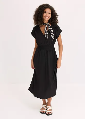 Jersey jurk van luchtige crèpe, Kleur: zwart