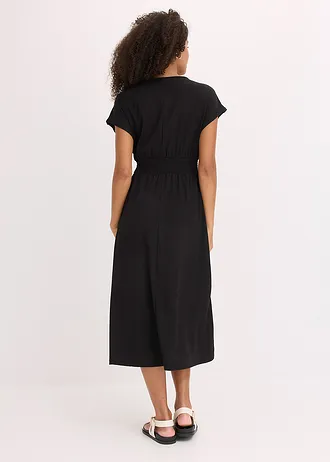 Jersey jurk van luchtige crèpe, Kleur: zwart