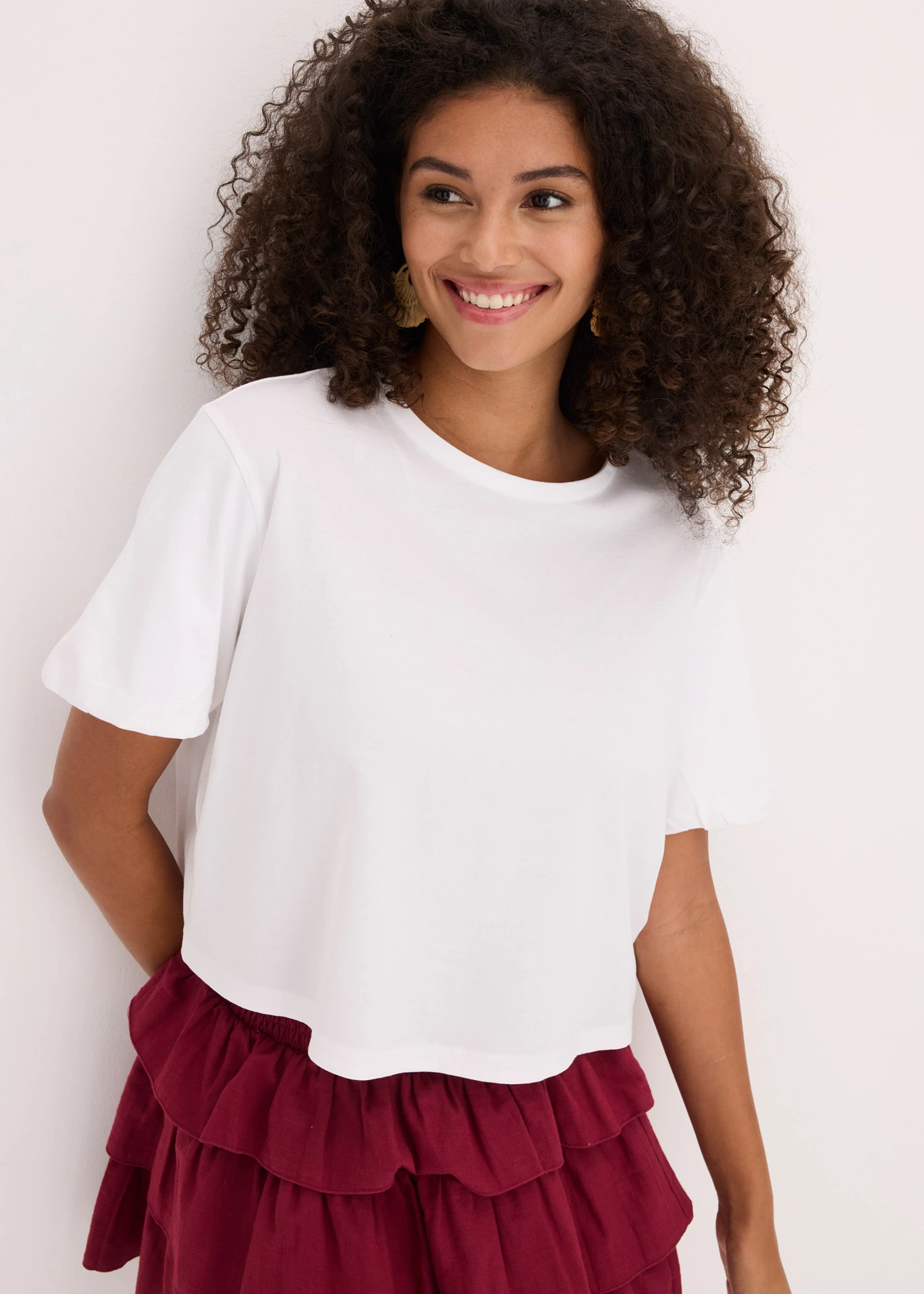 T-shirt oversize z czystej bawełny organicznej • biały • sklep bonprix