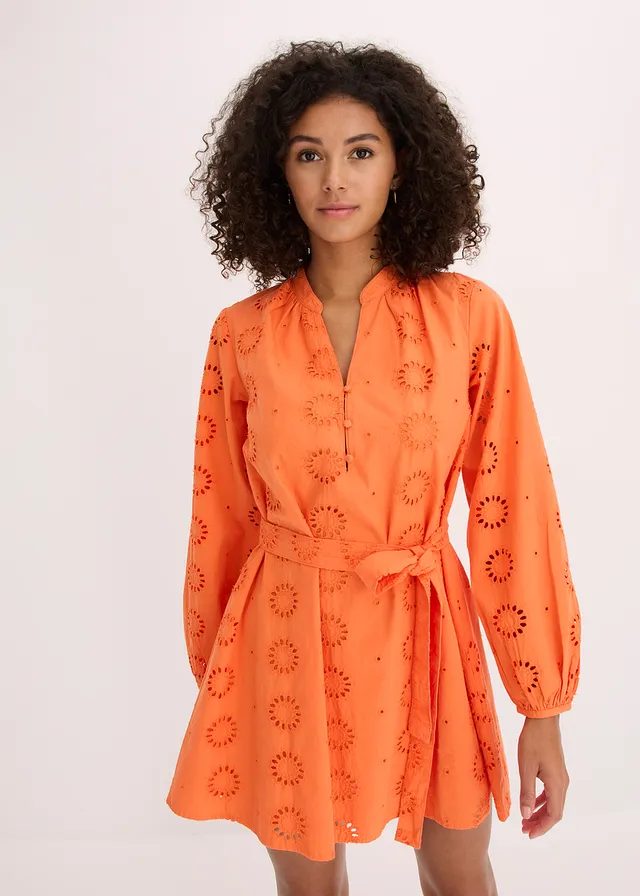 Robe blouse 100% coton, Couleur: mangue