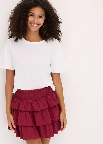 Mini sukňa z čistej bavlny • rododendronovo červená • obchod bonprix