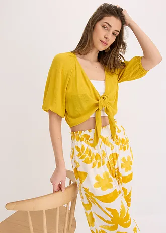 Halenkové triko ze splývavé viskózy • limetkově kari • bonprix obchod