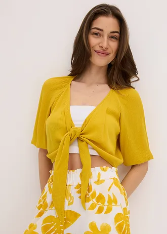 Halenkové triko ze splývavé viskózy • limetkově kari • bonprix obchod