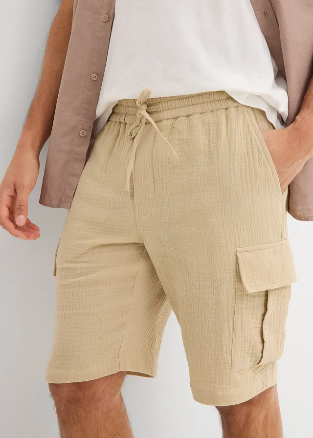 Bermuda van luchtige mousseline, regular fit • sand • product-page.page-title-suffix