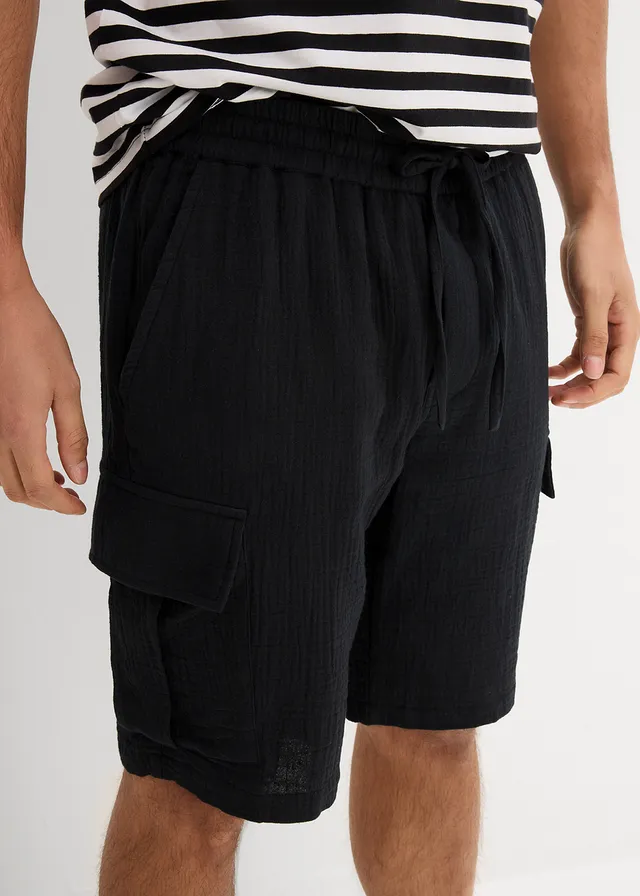 Bermuda en gaze de coton, regular • noir • product-page.page-title-suffix