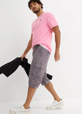 Lange cargo bermuda van een luchtige linnenmix, regular fit • rookgrijs • bonprix online shop