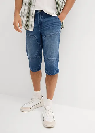 Dlouhé strečové džínové bermudy, Regular Fit, barva: středně modrý denim