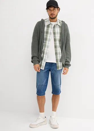 Dlouhé strečové džínové bermudy, Regular Fit, barva: středně modrý denim