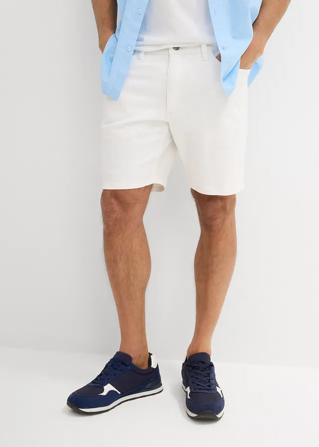 Jeans stretch short, loose fit extra wijd • wit twill • product-page.page-title-suffix