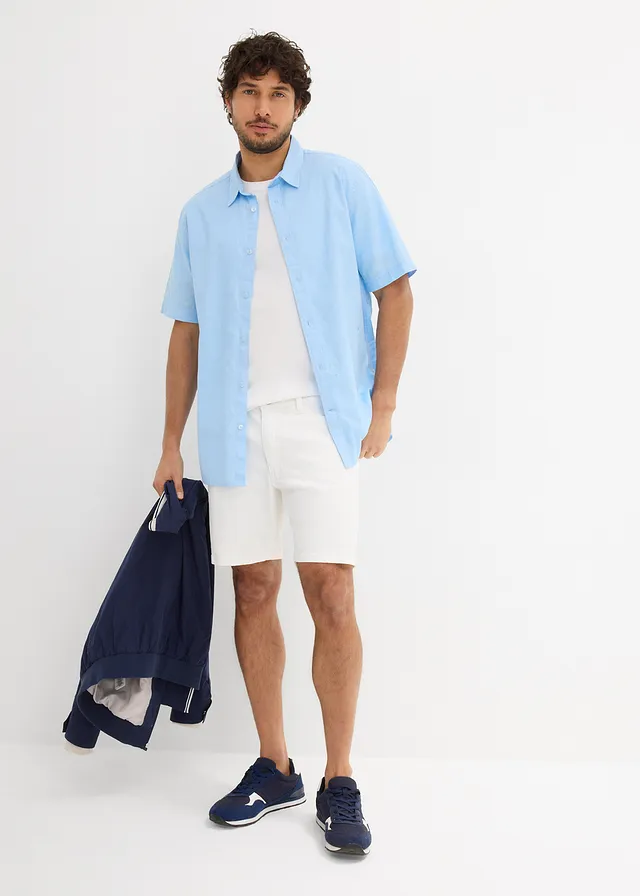 Jeans stretch short, loose fit extra wijd • wit twill • product-page.page-title-suffix