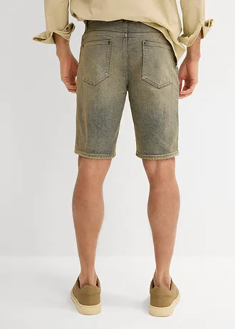 Strečové džínové bermudy Dirty Washed, Regular Fit • modrá stone-nová khaki • bonprix obchod