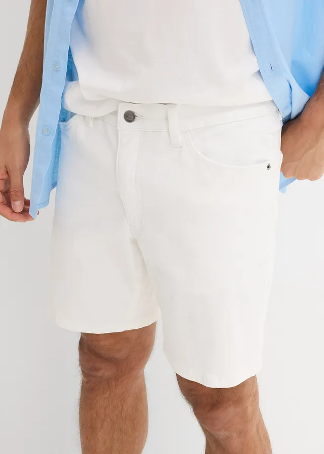 Jeans stretch short, loose fit extra wijd • wit twill • product-page.page-title-suffix