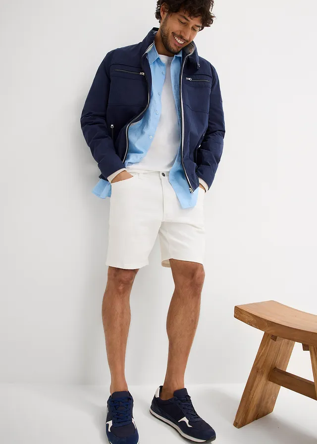 Jeans stretch short, loose fit extra wijd • wit twill • product-page.page-title-suffix