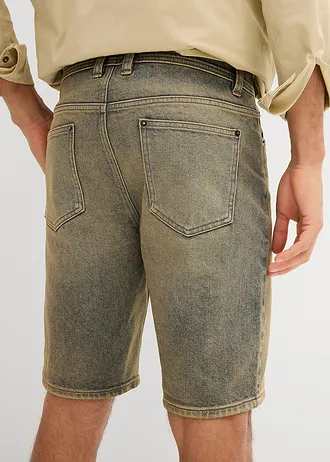 Strečové džínové bermudy Dirty Washed, Regular Fit • modrá stone-nová khaki • bonprix obchod