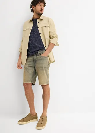 Strečové džínové bermudy Dirty Washed, Regular Fit • modrá stone-nová khaki • bonprix obchod