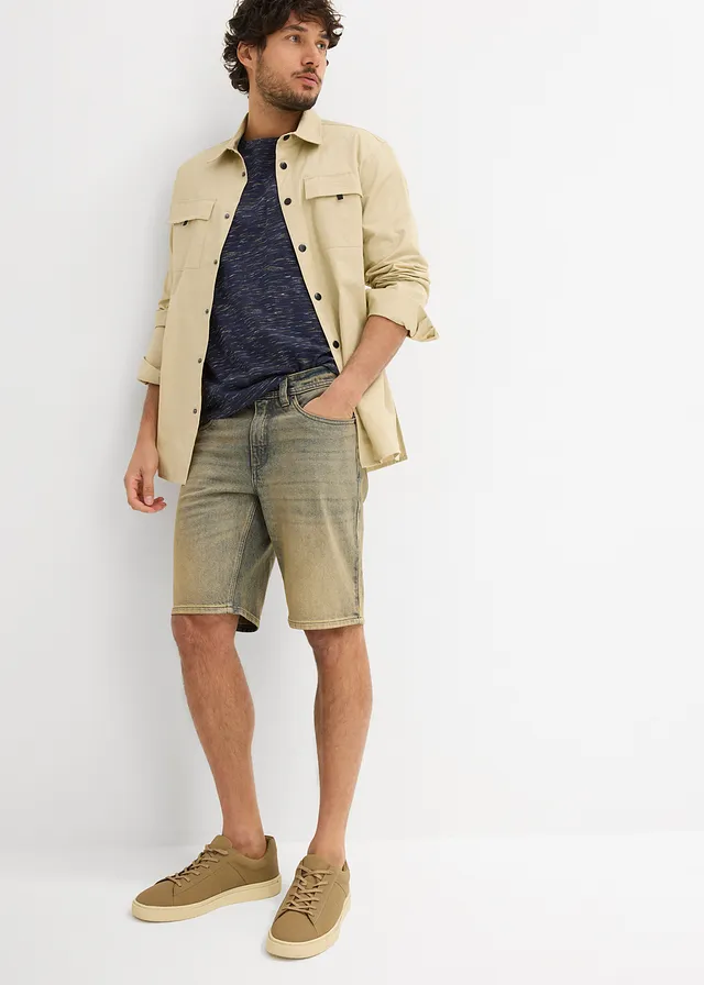 Dirty washed jeans bermuda, regular fit