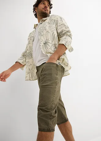 Strečové dlouhé bermudy se sepraným vzhledem, Regular Fit • olivová • bonprix obchod