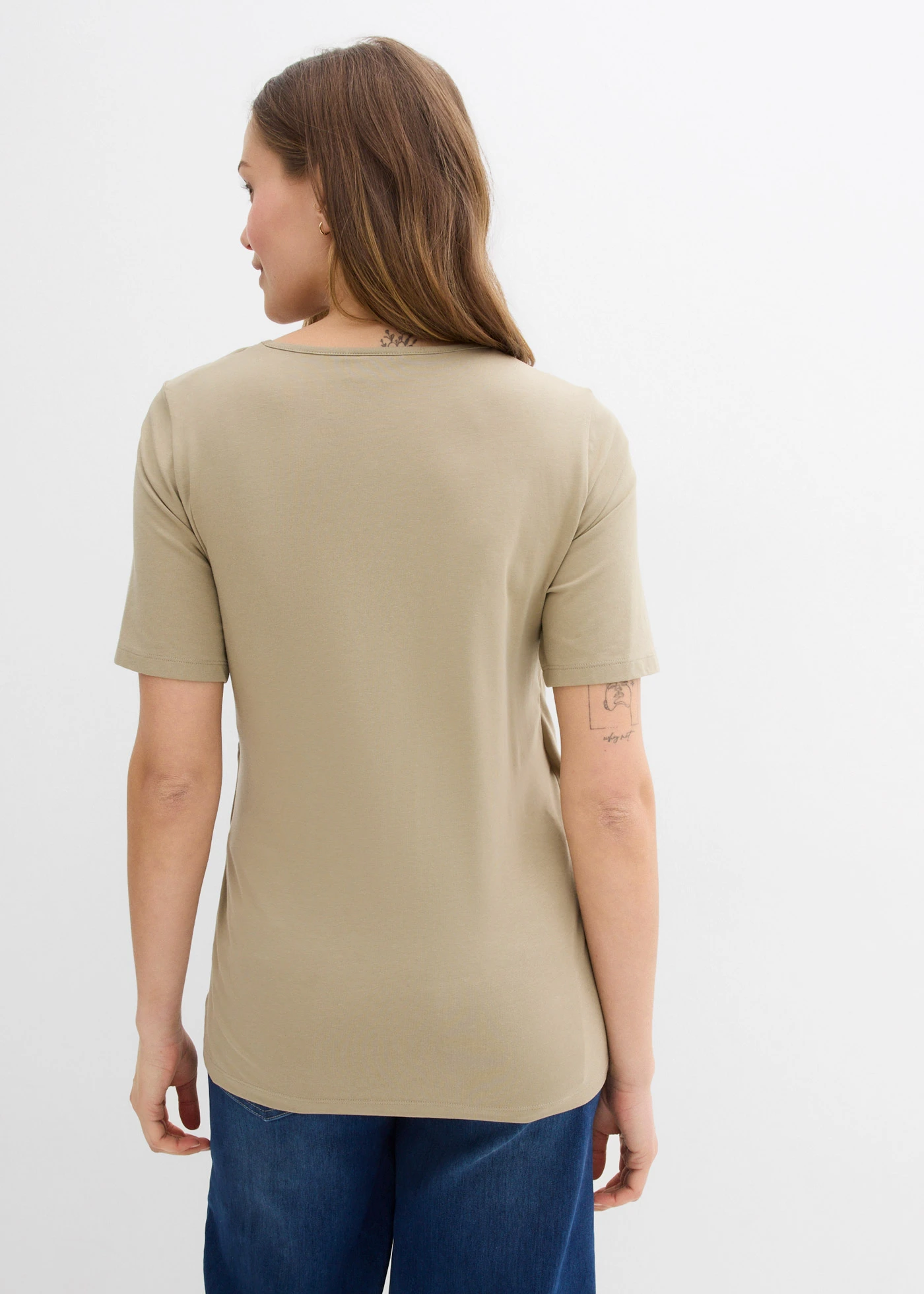 Zwangerschaps- en borstvoedingstop van biologisch katoen (set van 2) • new kaki/zwart • bonprix online shop