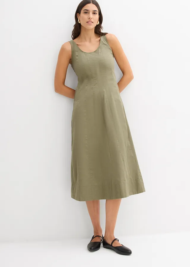 Robe midi à coutures verticales • olive • product-page.page-title-suffix