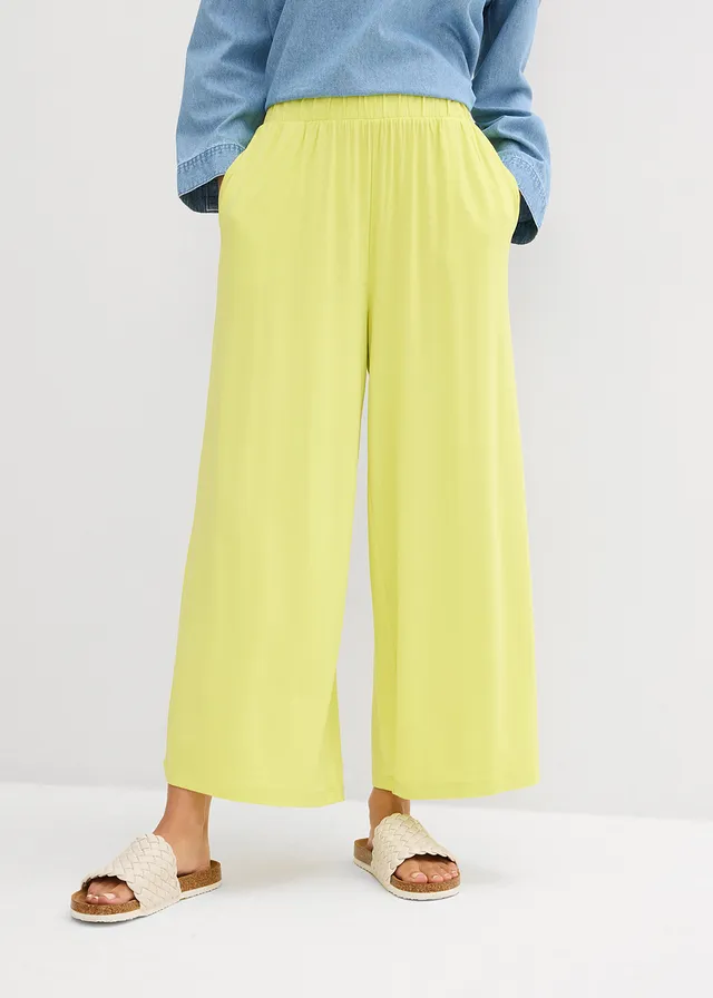 Jersey culotte van soepele viscose, Kleur: citrusgeel