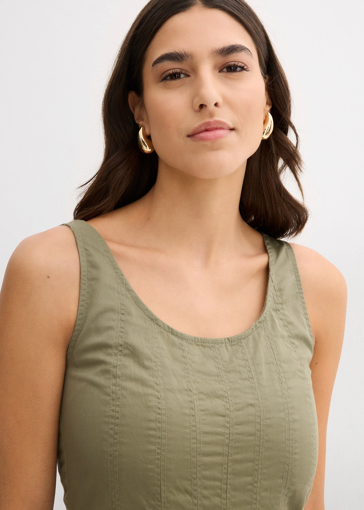 Midi jurk met verticale naden • olijfgroen • bonprix online shop