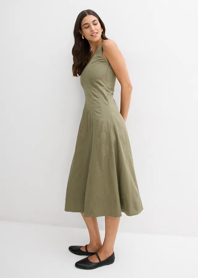 Robe midi à coutures verticales • olive • product-page.page-title-suffix