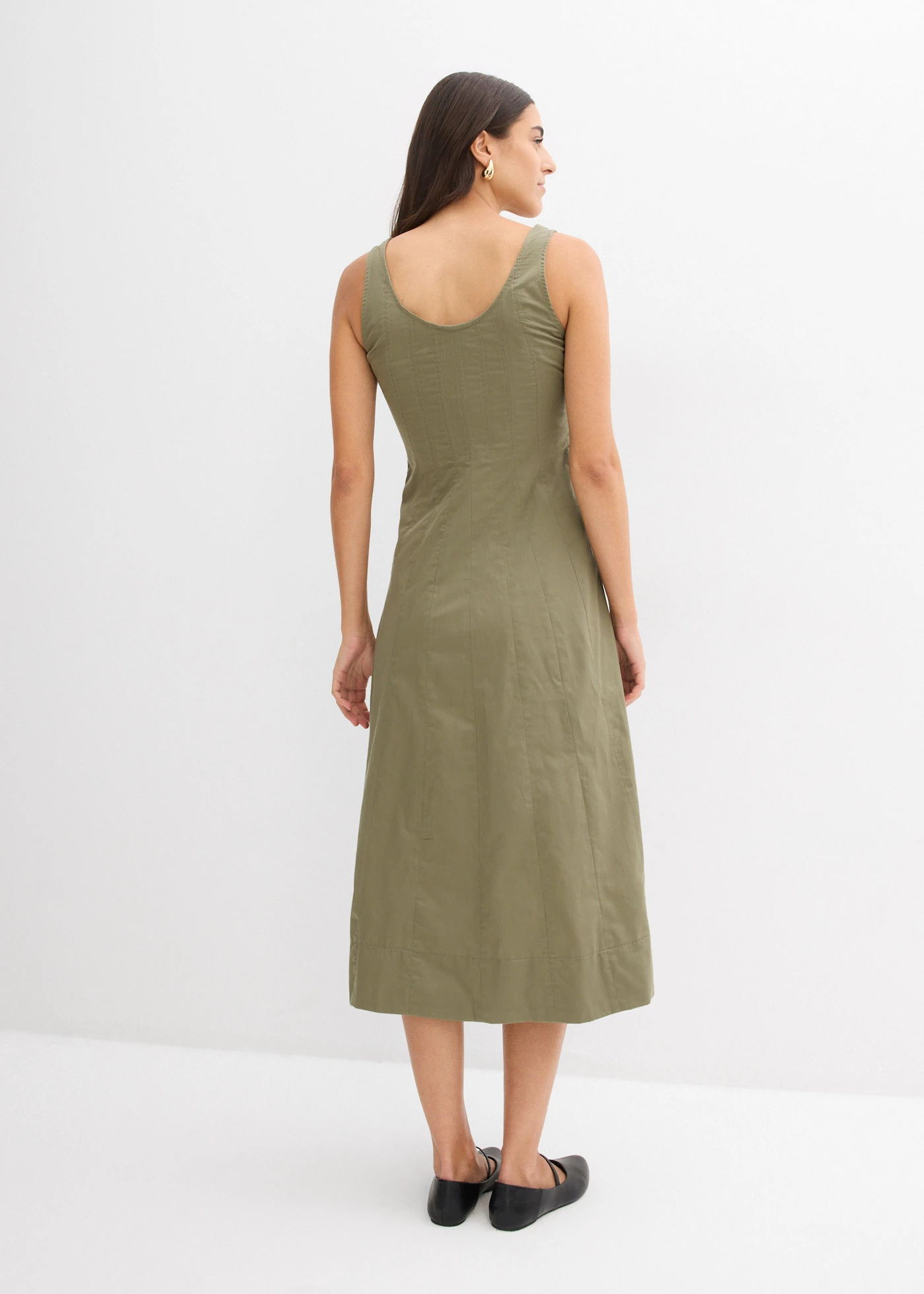 Midi šaty se svislými švy • olivová • bonprix obchod