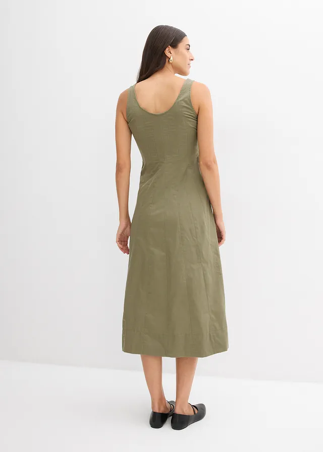Robe midi à coutures verticales • olive • product-page.page-title-suffix