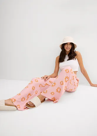 Broek van zachte viscose • asroze/zonnebruin gebloemd • bonprix online shop