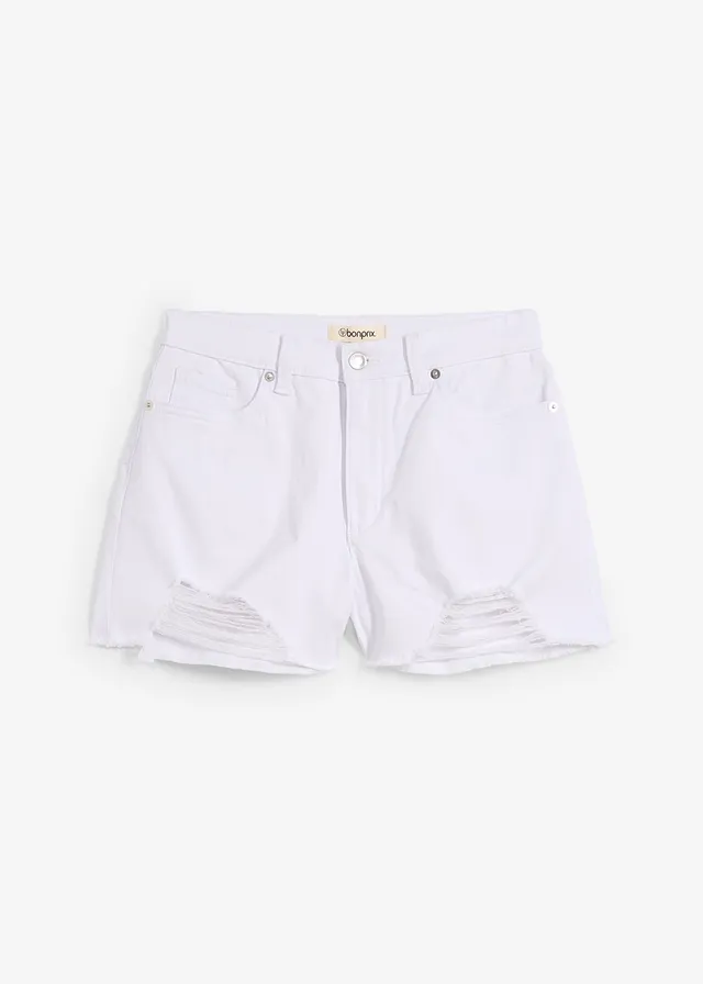 Pantaloni scurți cu talie înaltă, din twill