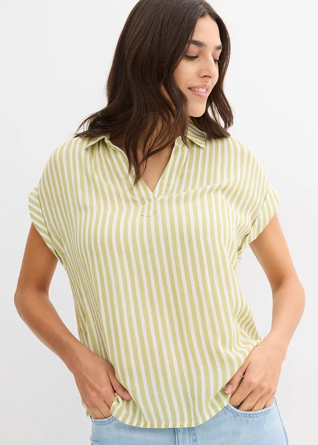 Blouse van soepele viscose, korte mouw