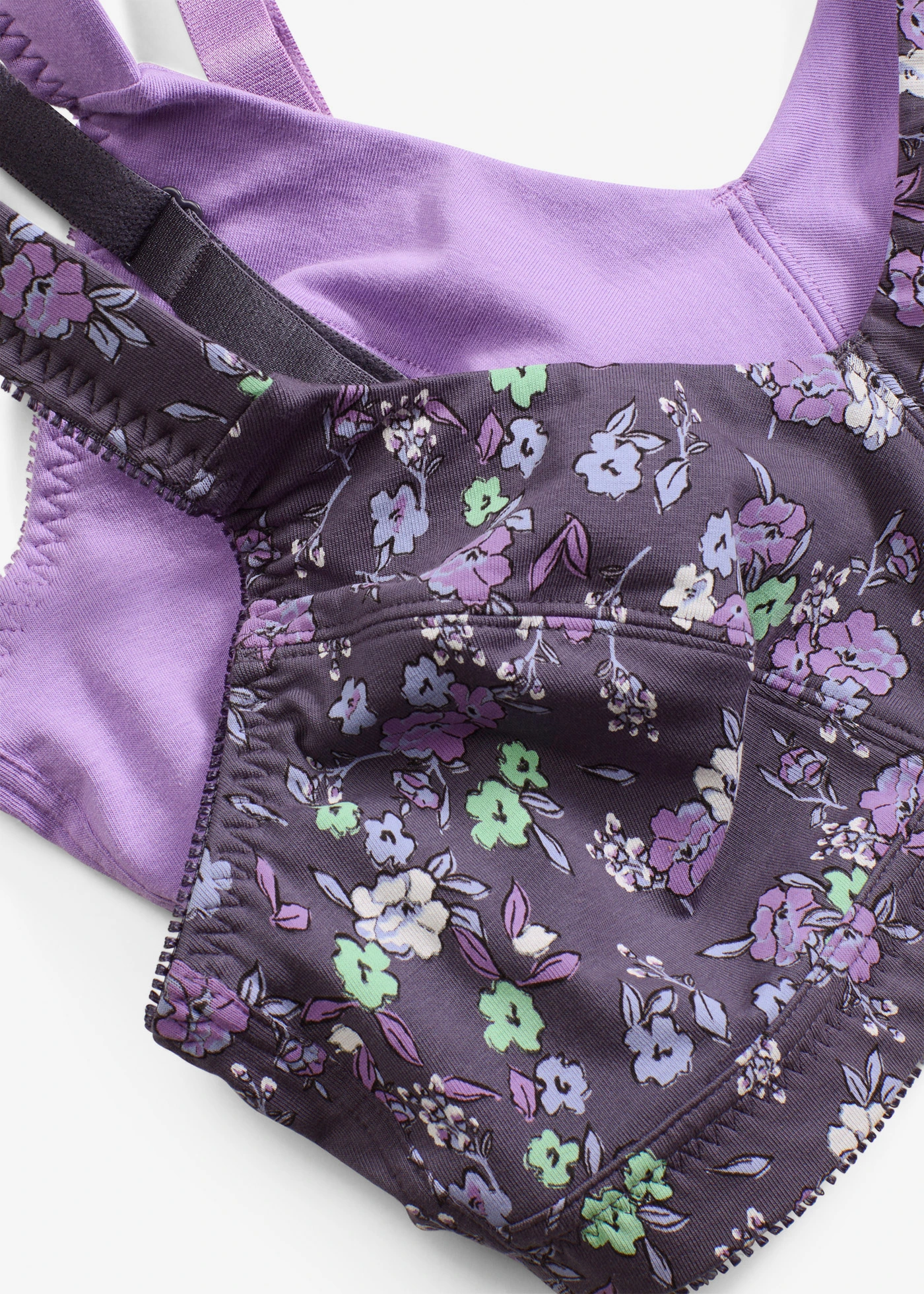 Bh zonder beugels met biologisch katoen (set van 2) • bosbes gebloemd+dieplila • bonprix online shop