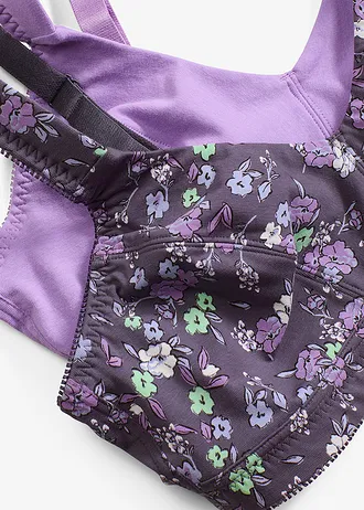 Bh zonder beugels met biologisch katoen (set van 2) • bosbes gebloemd+dieplila • bonprix online shop