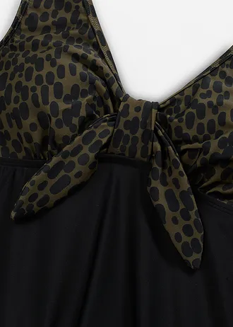 Koupací šaty • puntíkované černá /khaki • bonprix obchod