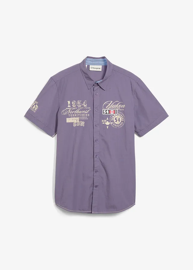 Košile s krátkým rukávem, Slim Fit, barva: kouřově fialová