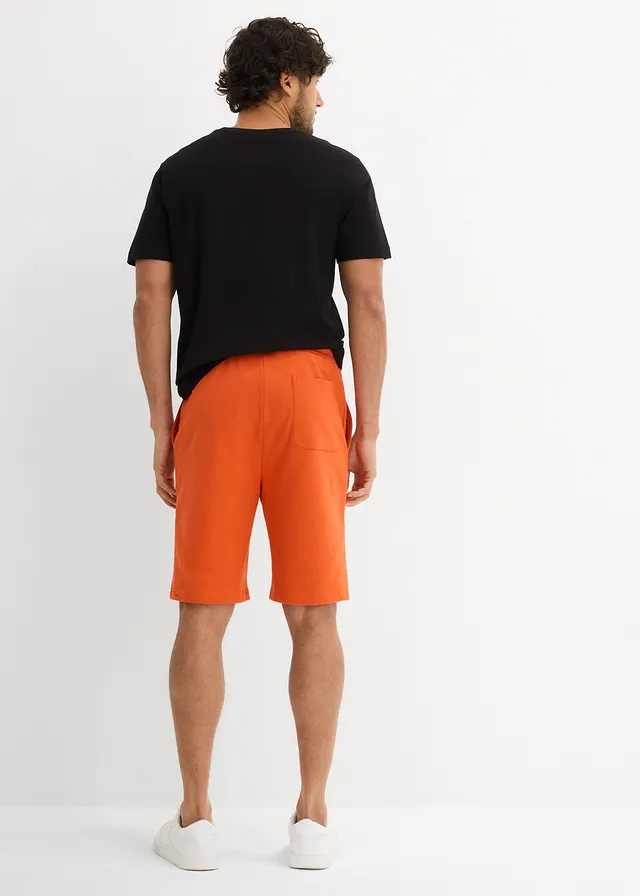T-shirt en sweatbermuda (2-dlg. set), Kleur: zwart+mat oranje met print