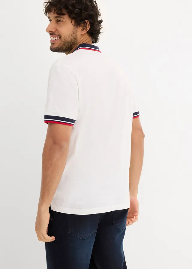 Poloshirt van puur katoen (set van 2) met korte mouw, Kleur: donkerblauw+duindoorn+wit
