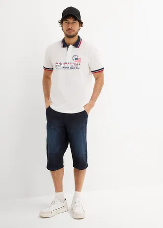 Lot de 2 polos 100% coton, Couleur: bleu foncé-blanc imprimé