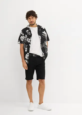 Overhemd met korte mouwen van viscose • zwart gebloemd • bonprix online shop